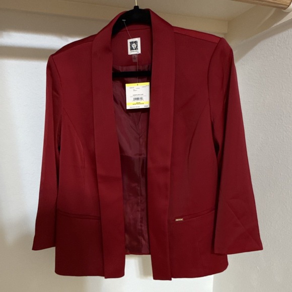 Anne Klein Jackets & Blazers - Anne Klein Women's Red Notch Collar Blazer Suit Jacket Size M Long Sleeve
